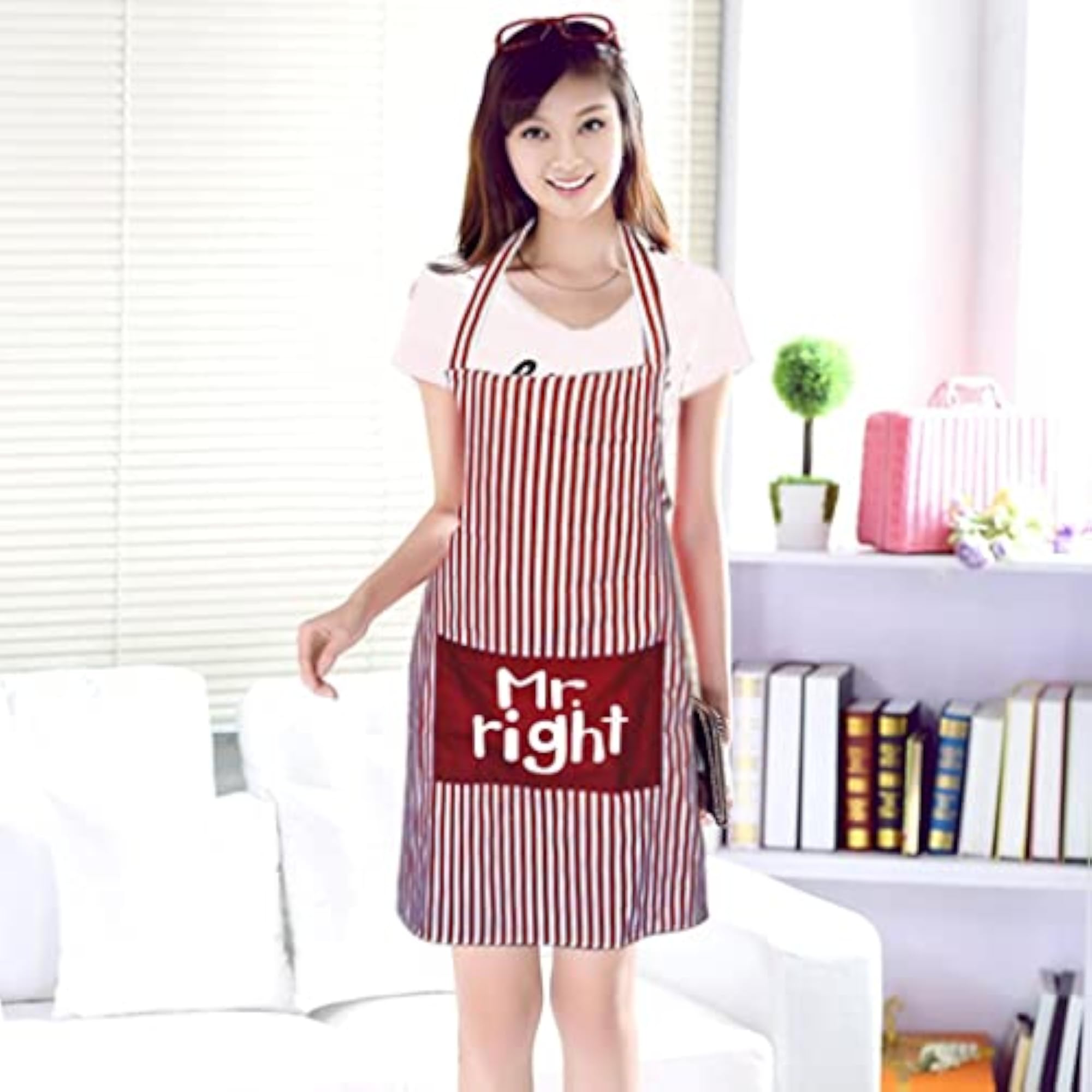 Funny Striped Apron for Couples, Mr Right Gift